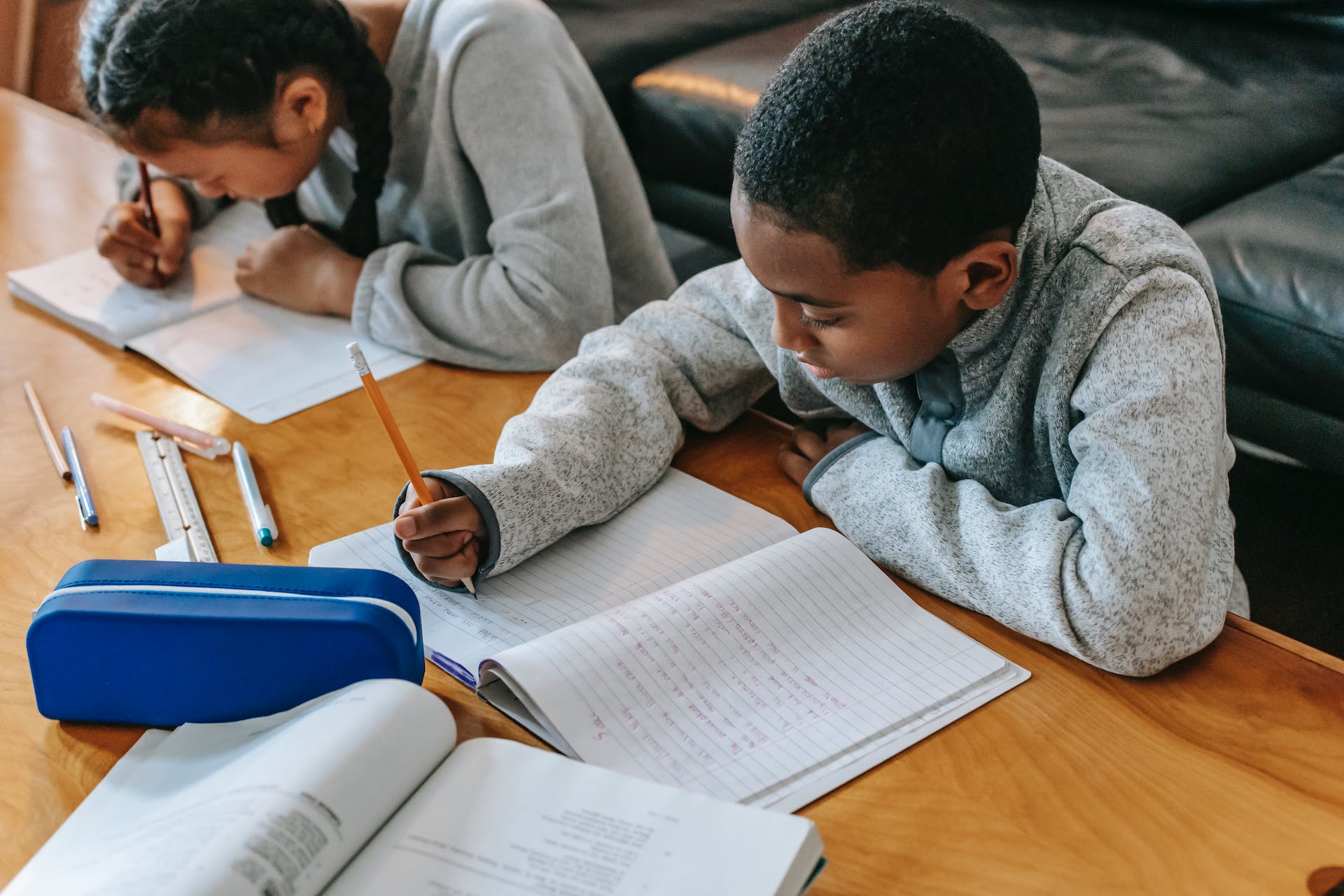 Students focused on schoolwork